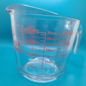 Anchor Hocking 4 Cup 1 Quart Glass Measuring Cup Red Letters